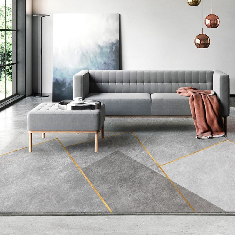 Black Modern Rug Blended Striped Rug Non-Slip Backing Rug for Home Decor