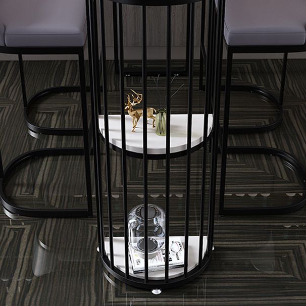 White Modern Style Bar Table in Faux Marble and Metal Specialty Coffee Shop Bar Table