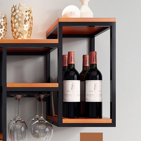 Iron Wall Mounted Wine Rack Industrial Wine Bottle & Glass Rack-41.7 x 7.8 x 23.6