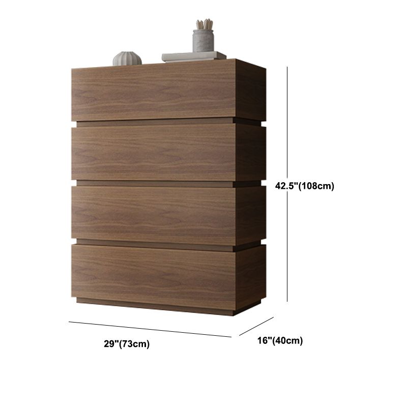 Contemporary Vertical Bedroom Chest Wooden Storage Chest in Brown with Drawers