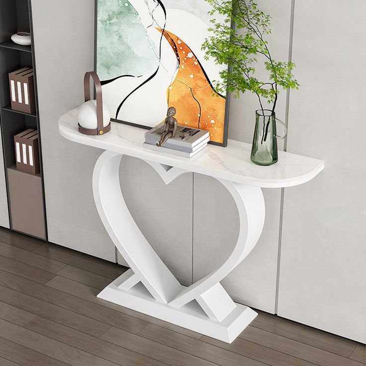 Glam Stone Console Table Scratch Resistant Accent Table for Hall