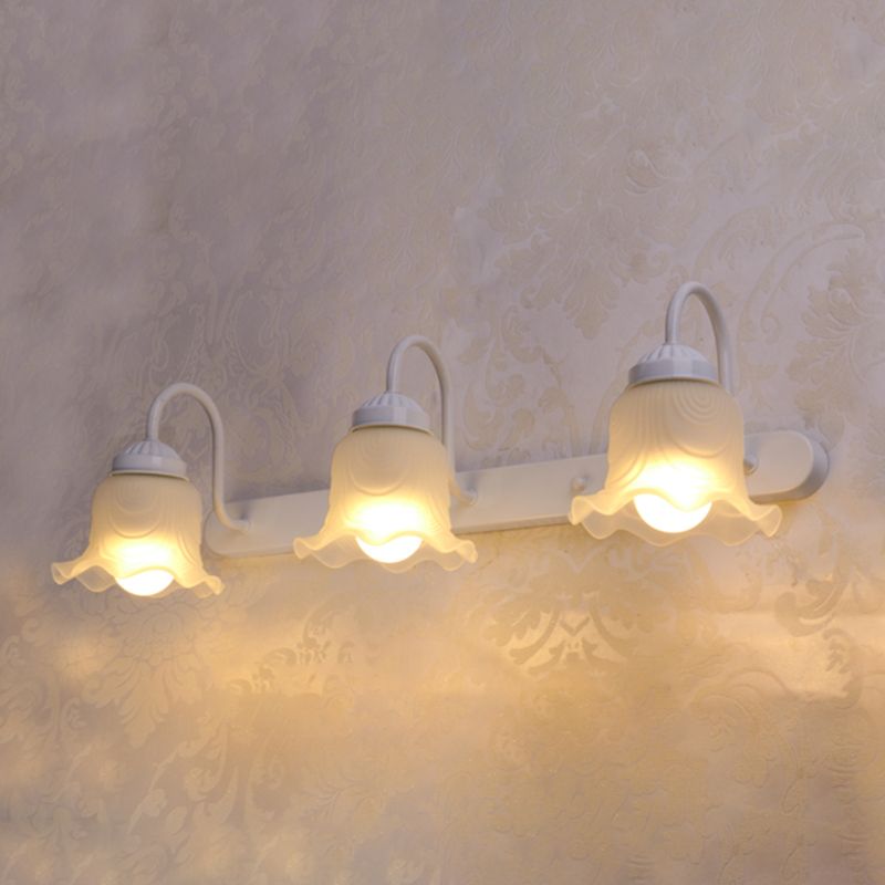 Gooseneck Vanity Mirror Lights American Pastoral Style Glass 3 Bulb Vanity Light