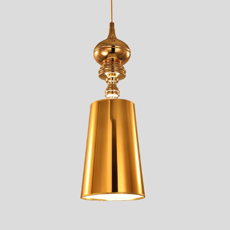 Metal Cone Pendulum Light Simplicity 1 Head Hanging Pendant Light in Silver/Gold, 6"/8"/10" Wide