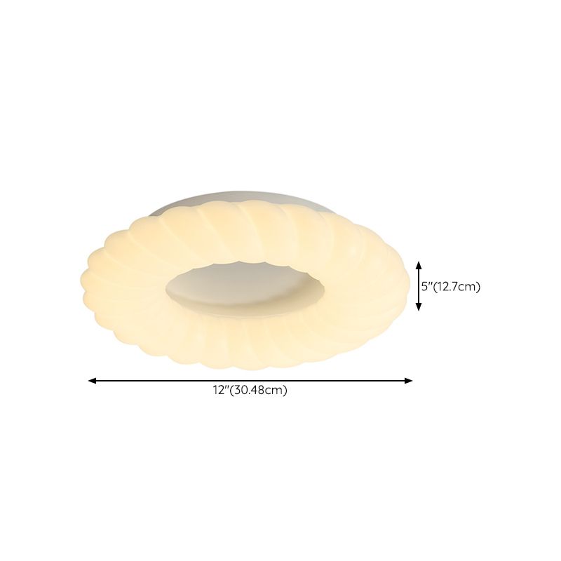 White Shaded Ceiling Light Contemporary LED Flush Mount Lighting for Home