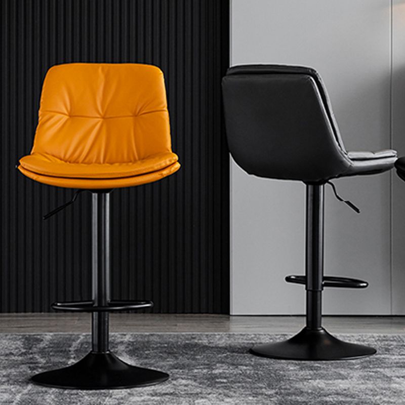 Industrial Metal Barstool Faux Leather Counter Stool With Chrome Base