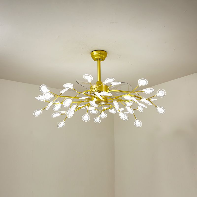 3-Blade Acryl Firefly Deckenlüfter Leicht minimalistische LED-Semi-Flush für Wohnzimmer
