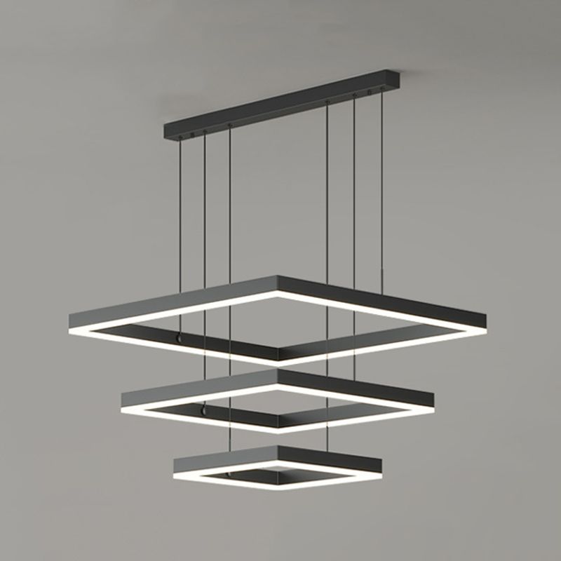 Square Shape Metal Hanging Lights Modern Style Hanging Light Fixtures in Black