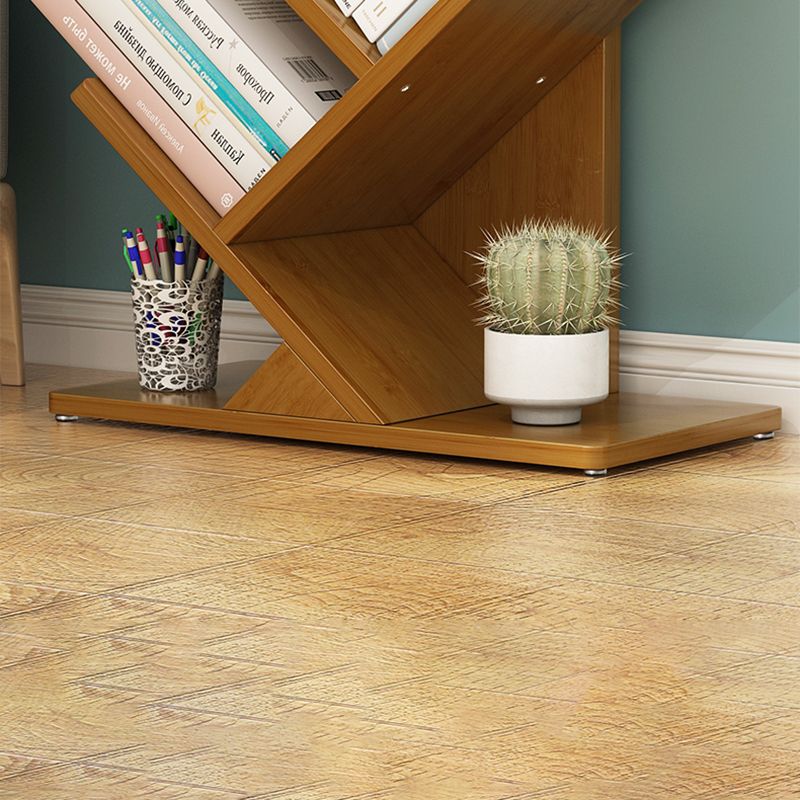 Vertical Contemporary Bamboo Bookcase Closed Back Bookshelf for Home Use