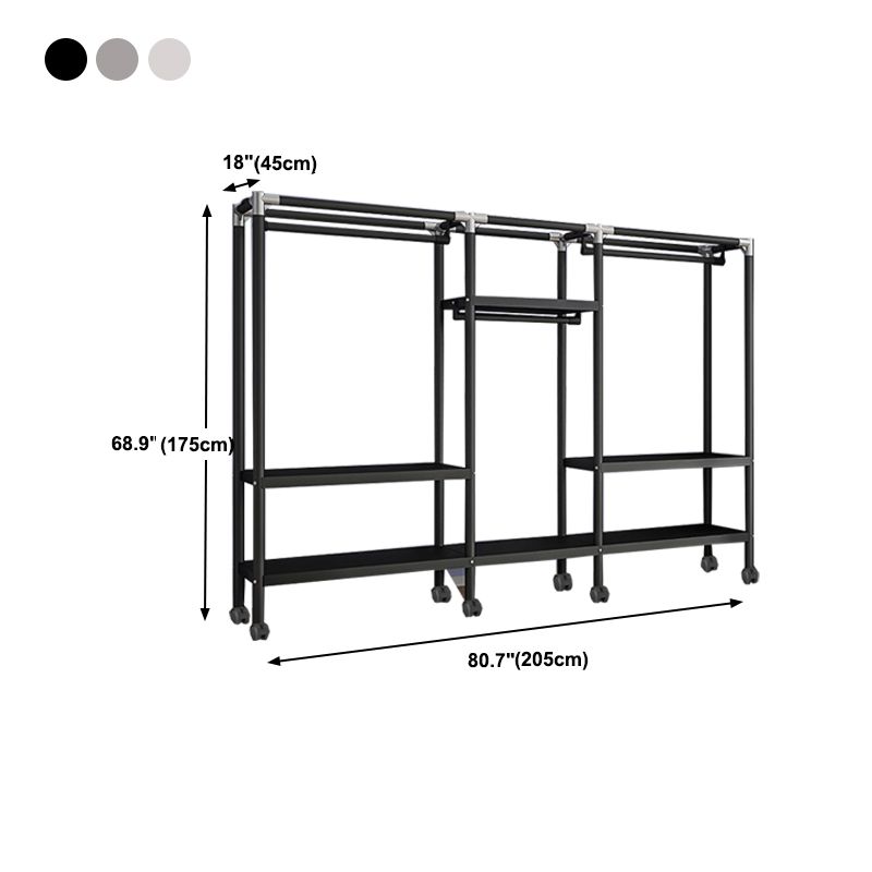Contemporary Style Wardrobe Armoire Metal Frame Armoire with Garment Rod for Home