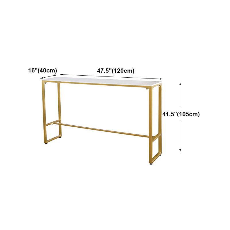 White Glam Style Bar Table in Iron Top and Faux Marble Bar Table for Living Room