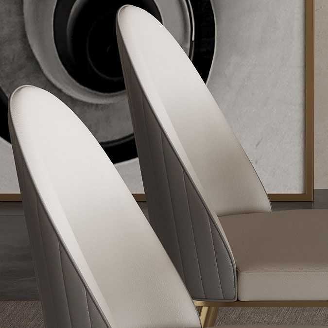 Glam Dining Room Side Chair Metal Legs Parsons Dining Armless Chair