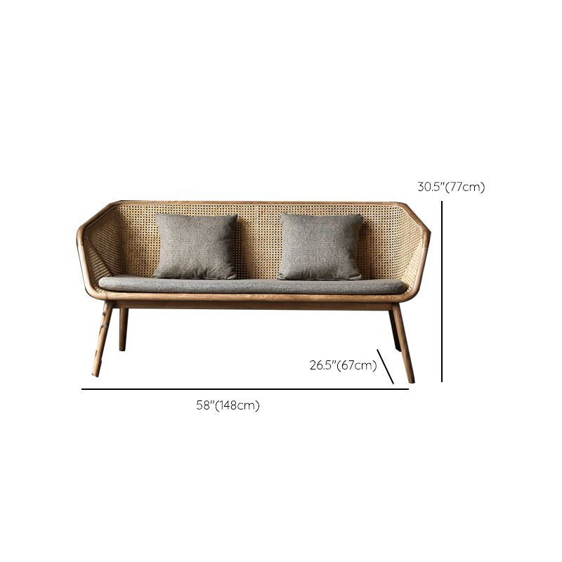 Sloped Arm Fabric Sofa in Grey Tropical Sofa with Bolster Pillows