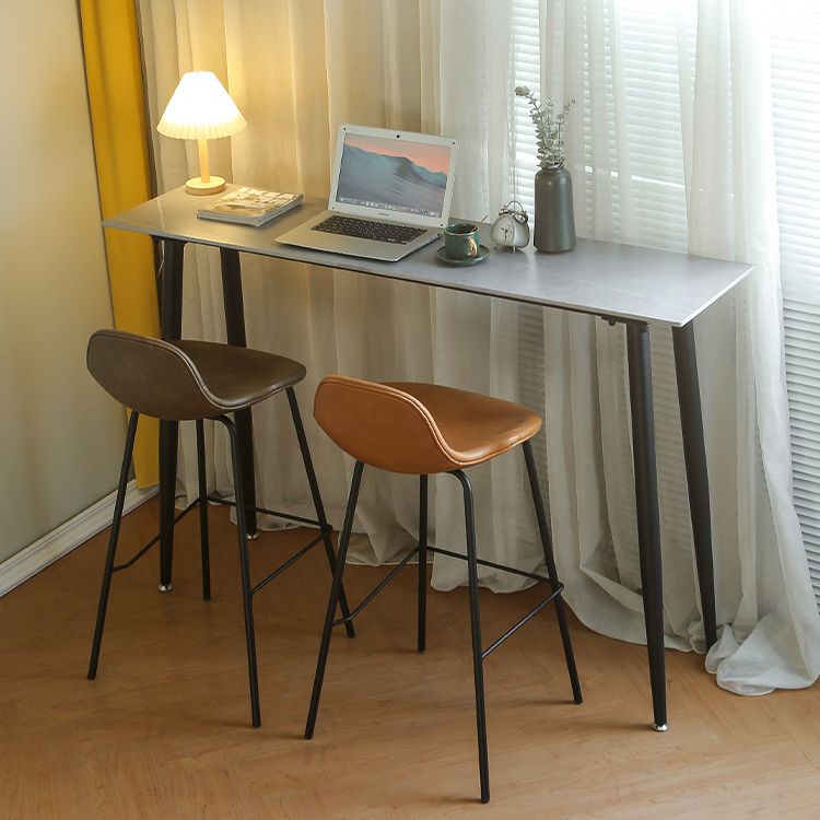 Industrial Rectangle Bar Dining Table Stone Top Bar Table with 4 Legs