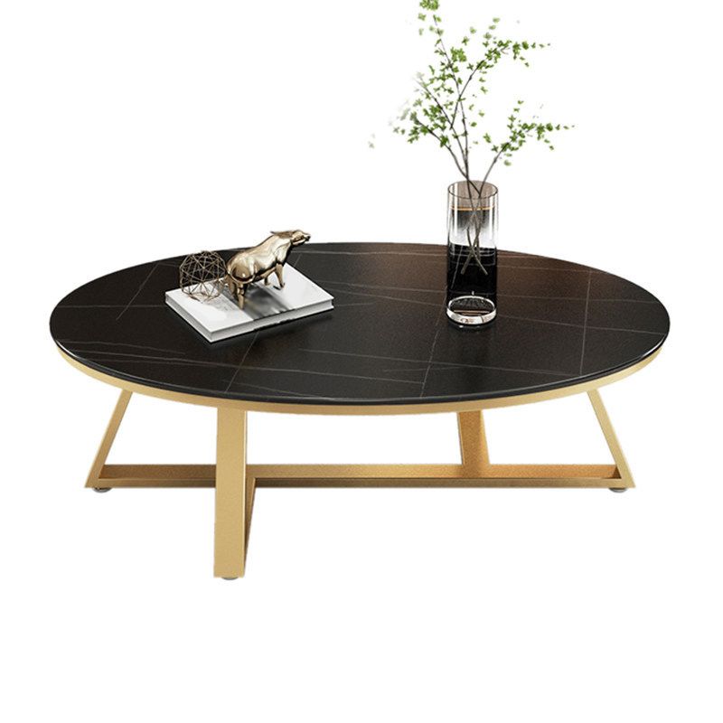 Modern Style Solid Slate Top White Gold/white/black Gold/grey Oval Coffee Table