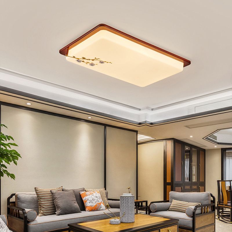 Weiße geometrische Deckenleuchte, minimalistische Acryl-LED-Einbauleuchte mit Keramikrosette