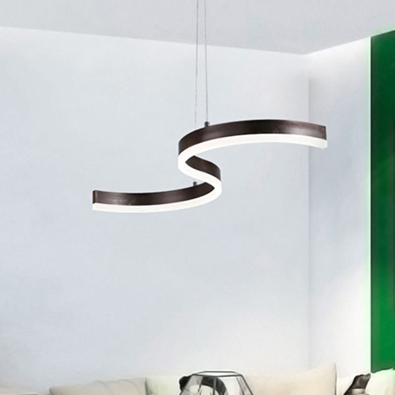 25.5"/31.5" Wide Contemporary 1 Light Chandelier with Acrylic Shade Brown S-Shaped Ceiling Pendant in Warm/White Light