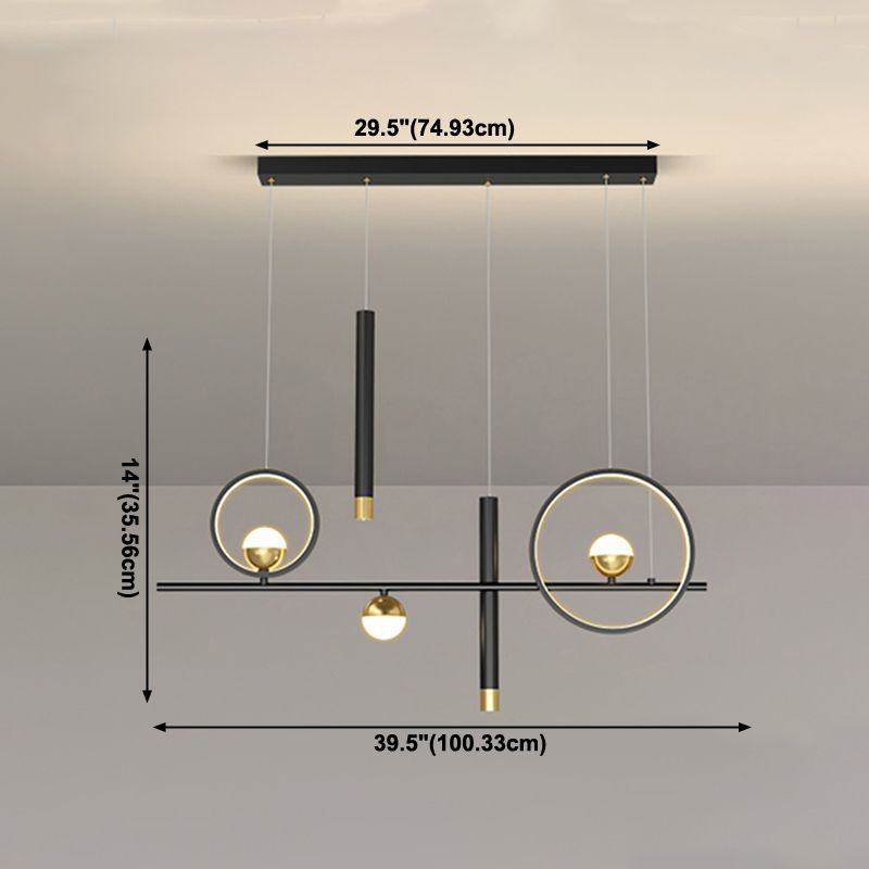 Iluminación colgante lineal luces colgantes contemporáneas para isla de cocina con sombra de metal