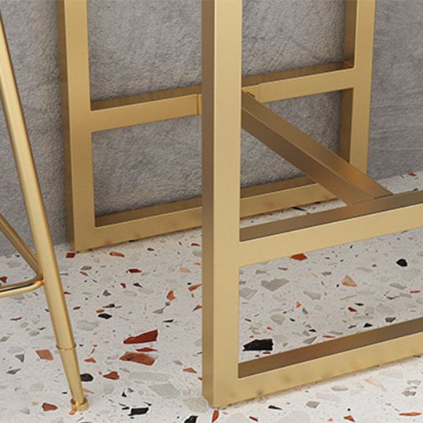 Glam White Faux Marble Bistro Table Indoor Iron Trestle Pedestal Bar Dining Table