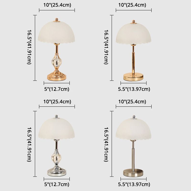 Frosted White Glass Scalloped Shade Night Lamp Modern 1-Head Table Light for Bedroom