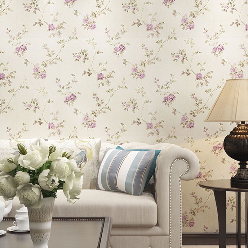 Decorative Dense Flower Pattern Wallpaper Non-Woven Minimalist Wall Covering for Accent Wall