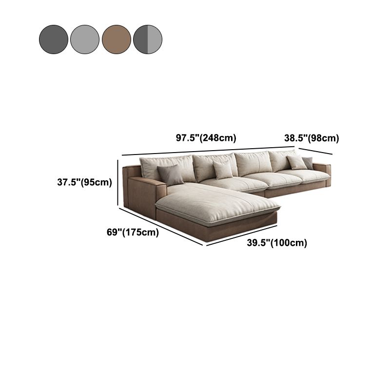Scandinavian Pillow Back Sectional with Square Arm for Living Room