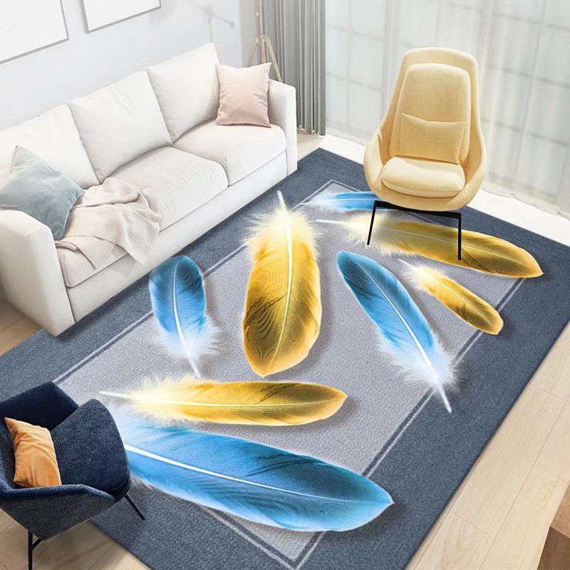 Feather Polyester Rug Area Carpet Anti-Slip Washable Rug for Living Room