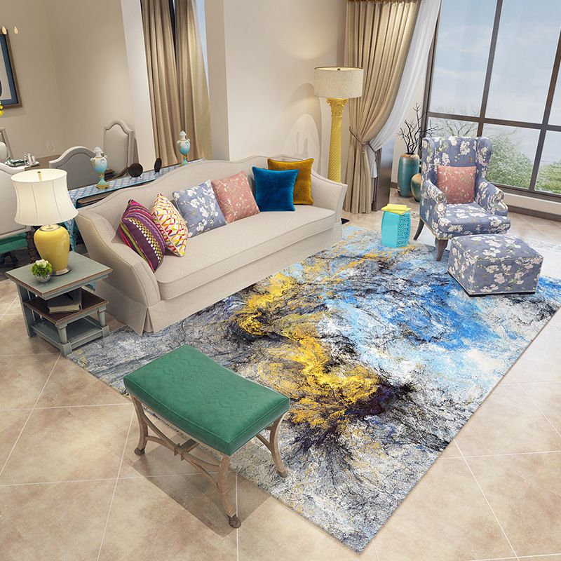 Beige Modern Rug Polyester Graphic Indoor Rug Stain Resistant Rug for Living Room