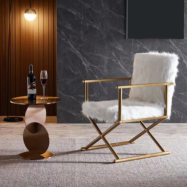 Mid-century Modern Style Pedestal Base Metal Table Round Side Table