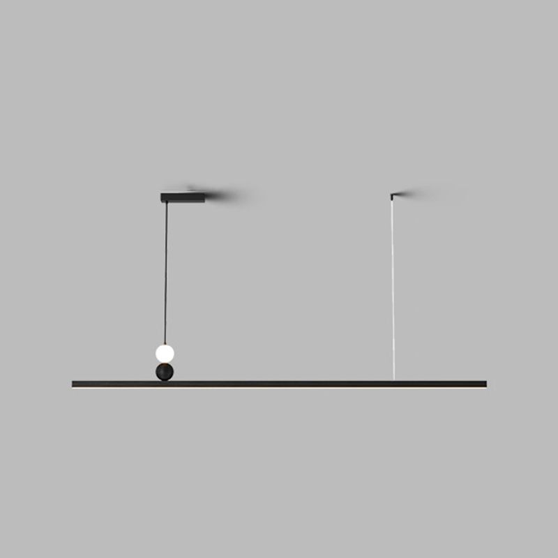 Aluminum and Acrylic Ceiling Pendant Fixture Linear Kitchen Island Fixture in Dark Black