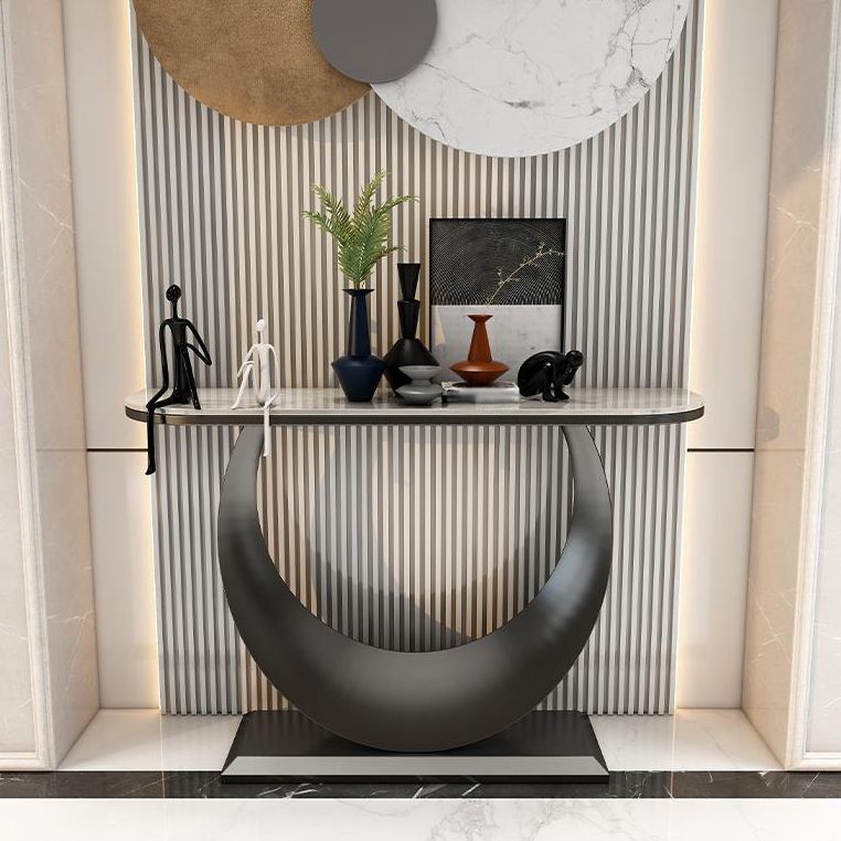 Glam Console Accent Table Scratch Resistant Console Sofa Table in Stone