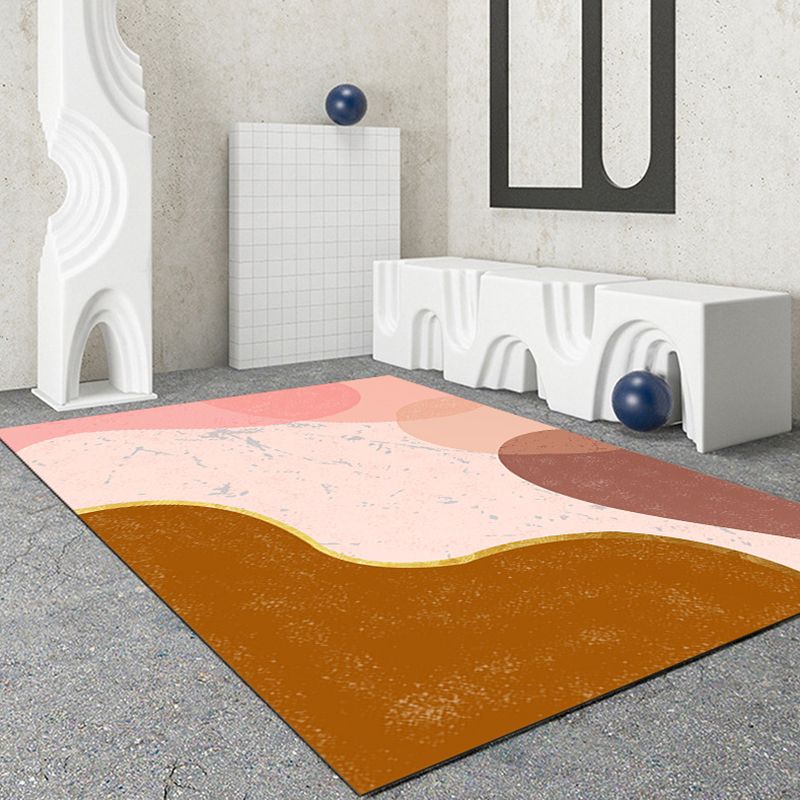 Simple Abstract Color Block Rug Polyester Rug Anti-Slip Backing Carpet for Living Room