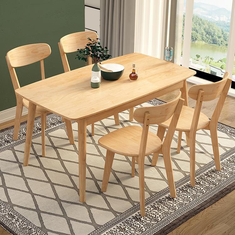 Rectangle Modern Solid Wood Table Standard Height Table Kitchen Table with 4 Legs