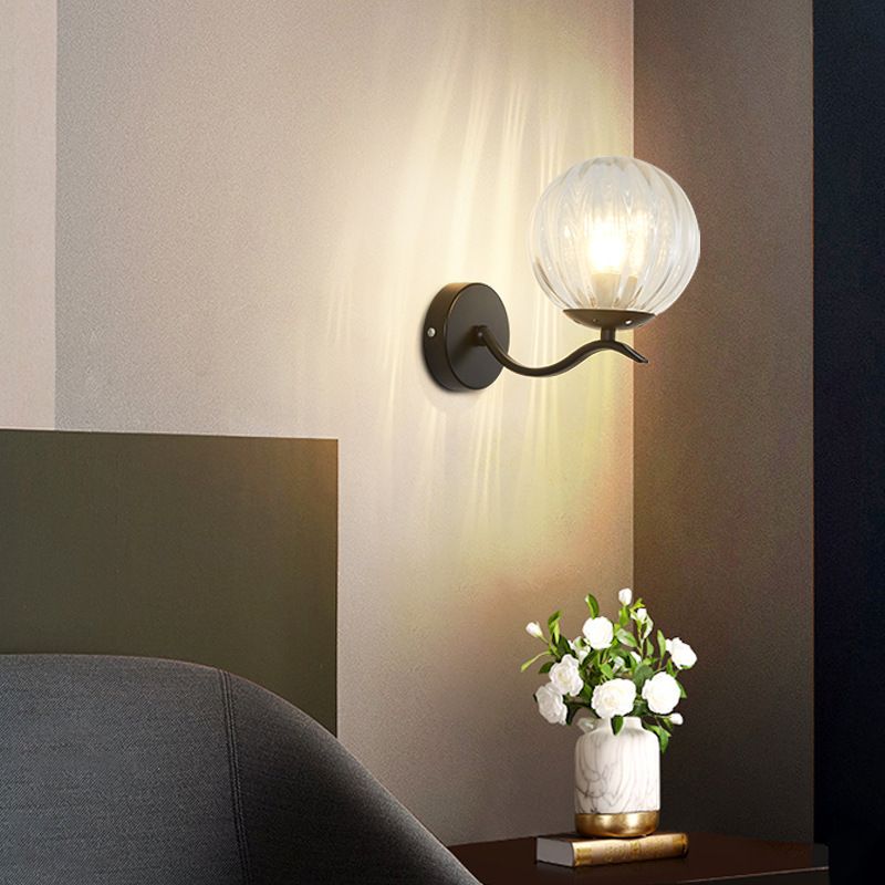 1 Light Ball Wall Lighting Fixtures Modern Style Glass Wall Mounted Lights