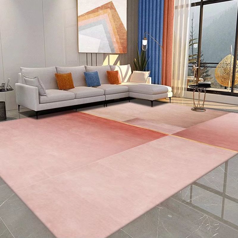 Pink Modern Carpet Polyester Geometry Area Carpet Washable Carpet for Living Room