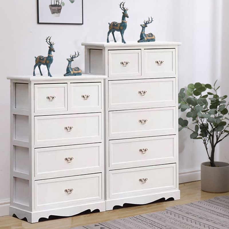 Coastal Solid Wood Lingerie Chest Vertical Storage Chest for Bedroom