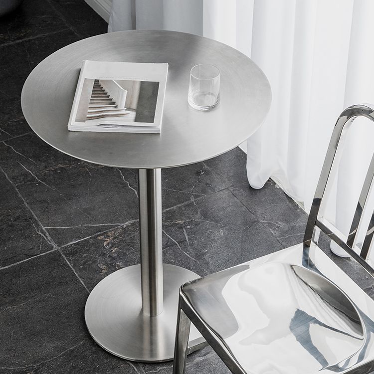 Mesa de comedor industrial mesa de acero inoxidable con base de pedestal para cocina