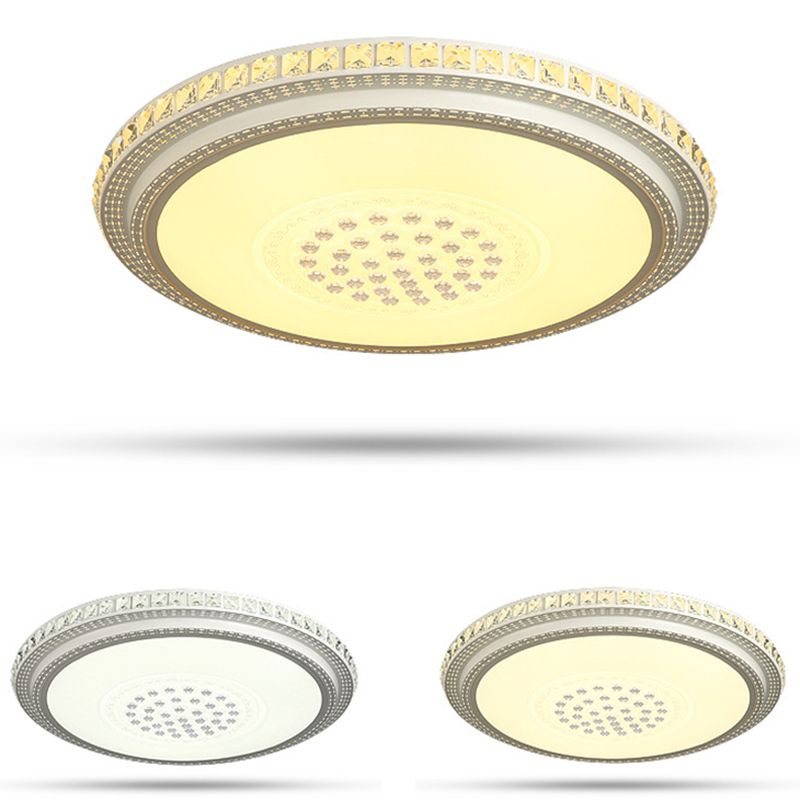 Lámpara de techo empotrada geométrica para sala de estar, lámpara empotrada simple LED de cristal en blanco