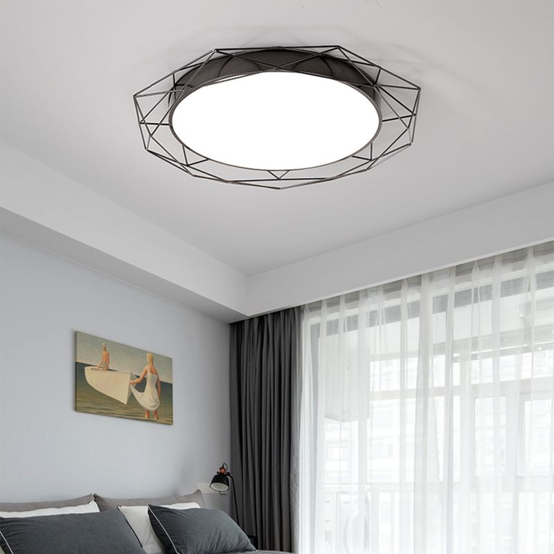 Tour métal-Flush Mount Ceiling Light with Wire Frame Nordic Gold / Black Ceiling Lighting for Bedroom, 21.5 "/25.5" Wide