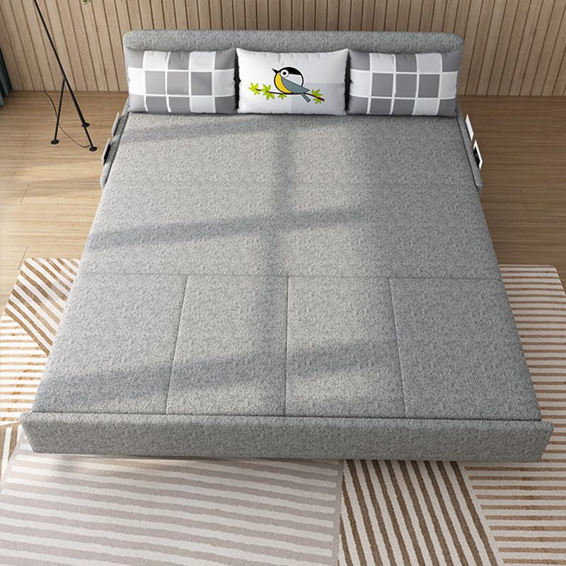 Contemporary Fabric Futon And Mattress, Storage Sleeper Sofa in Grey