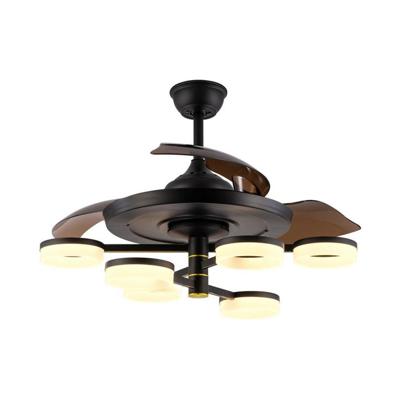 42 "breites Sputnik Wohnzimmer Deckenventilator Leuchtmetall LED Modernismus Halbflush-Halterung mit 4 Klingen