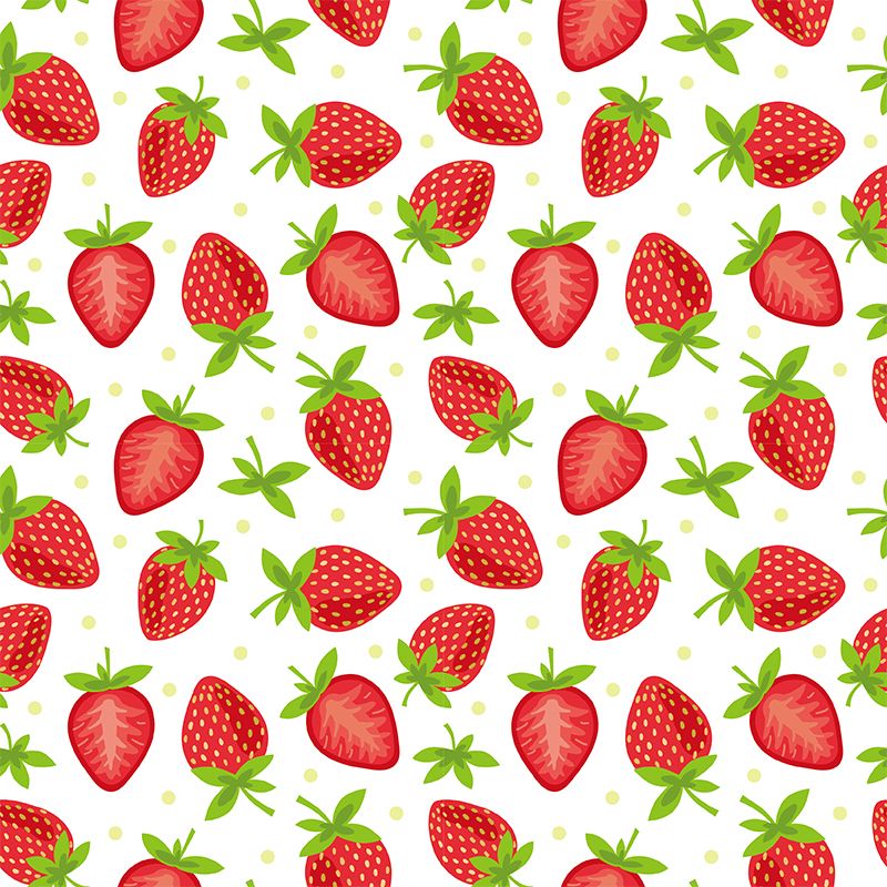 Large Ripe Strawberries Mural Wallpaper Modern Fresh Fruits Wall Covering in Red
