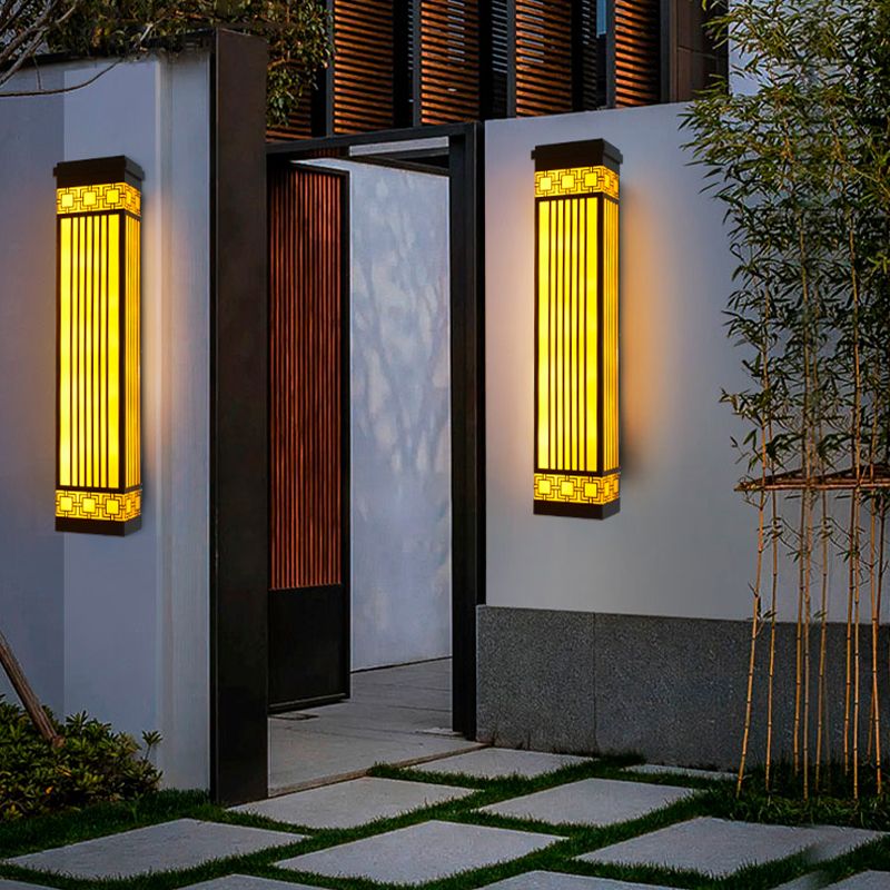 Contemporary Wall Sconce Rectangular Outdoor Wall Light Fixture for Courtyard