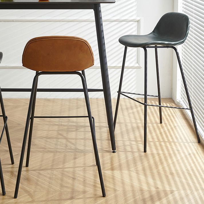 Low Back Dining Stools Faux Leather Bar Stools with Metal Base