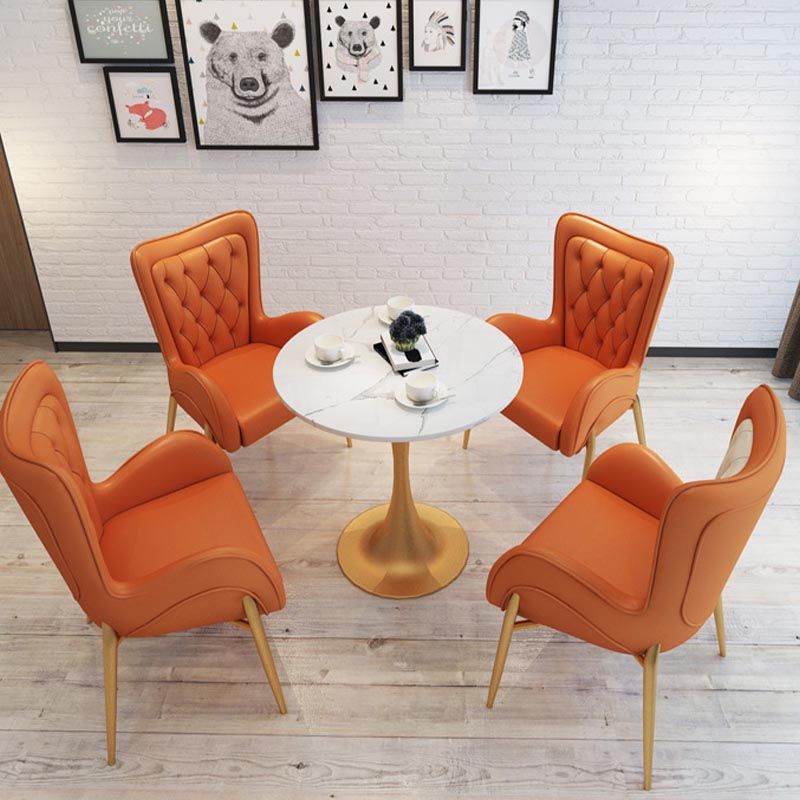 White Table Traditional Luxury Round Dining Table with Tulip Base