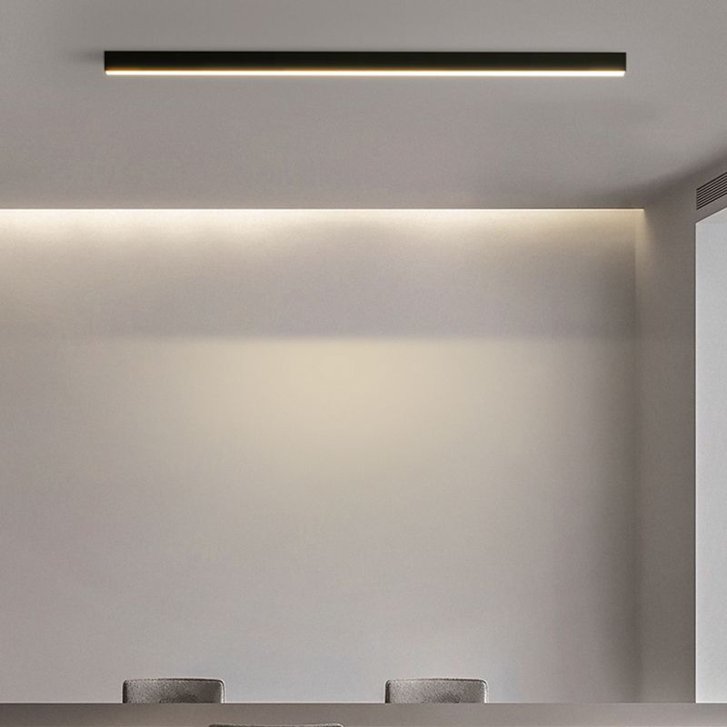 1-Light Minimalism Linear Flush Mount Ceiling Light Aluminum Bedroom Flush Light