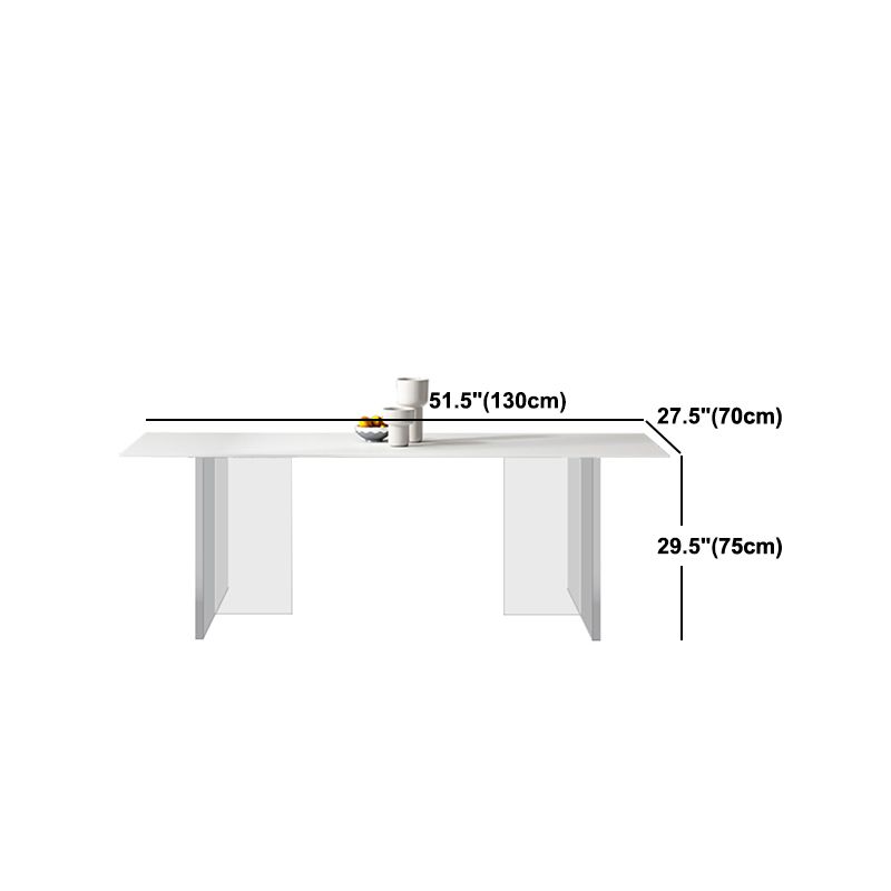 White Rectangle Dining Room Collection Modern Stone and Acrylic Table