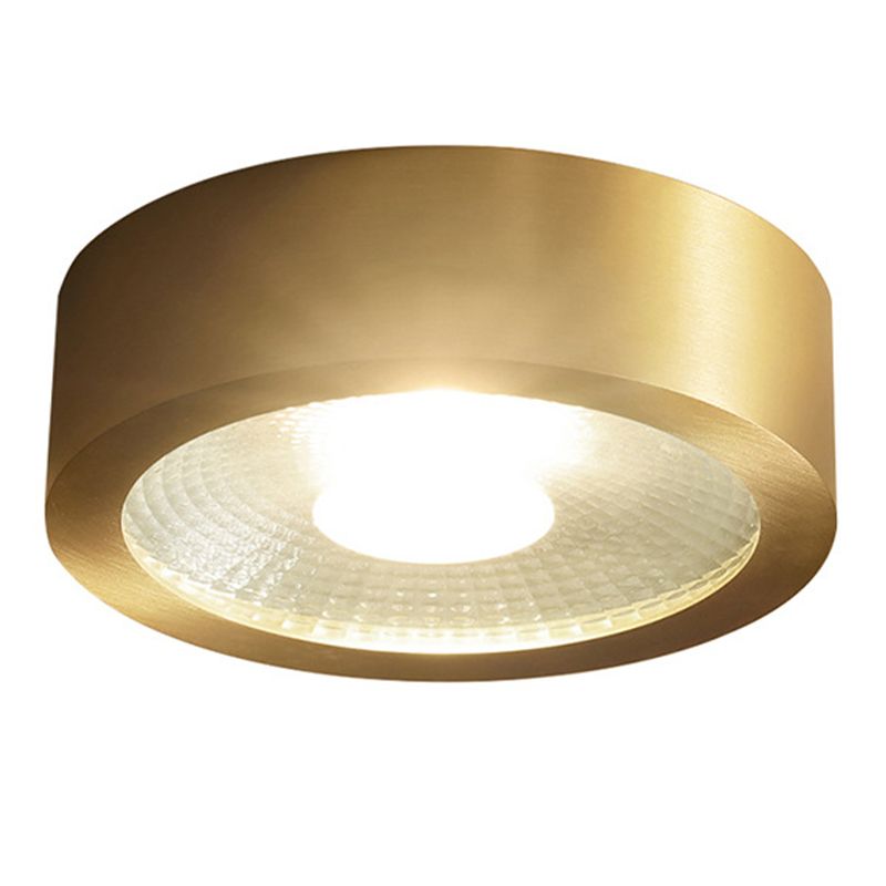 Plafonnier LED en forme de cylindre moderne en cuivre à 1 lumière encastré pour couloir et salon