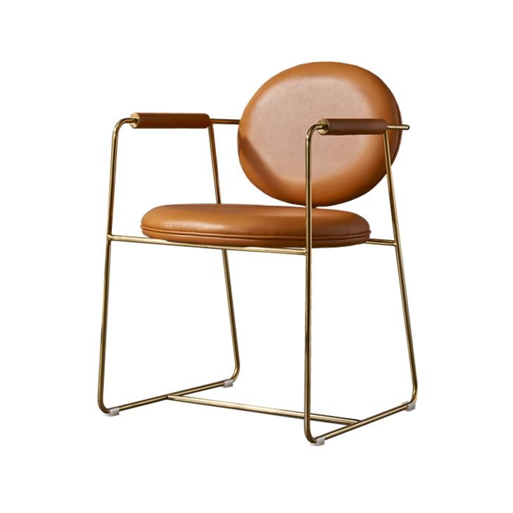 Silla de comedor tapizada de metal con respaldo abierto, sillón casero de estilo moderno