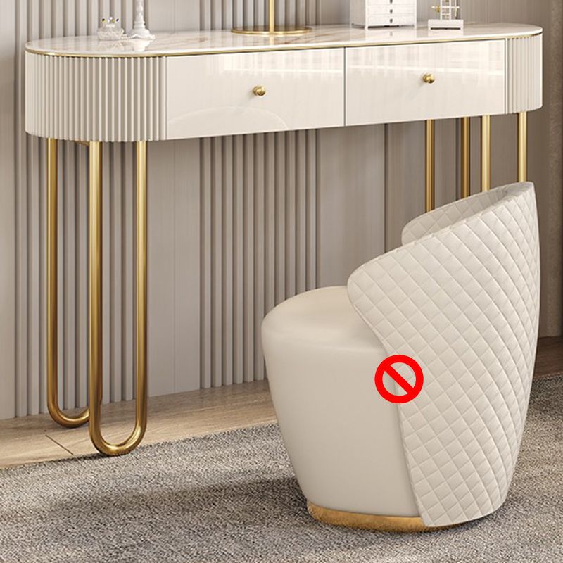 Glam Wood Vanity Dressing Table 2-Drawer Slate Top Make-up Vanity