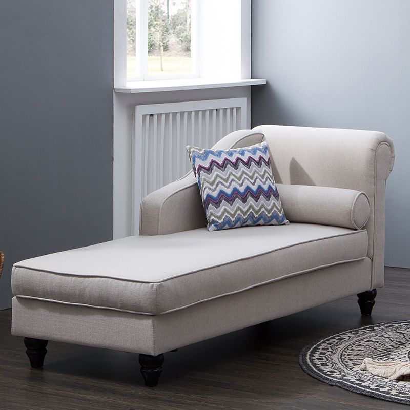Modern Style Chaise Lounge Couch Solid Color Lounge Chair with Linen